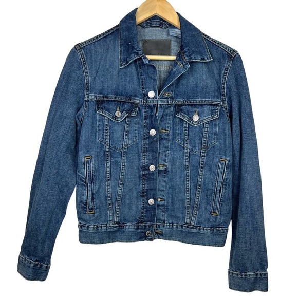 LEVI'S DENIZEN Women's Light Wash Blue Jean Trucker Button Up Jacket Small - Picture 1 of 6